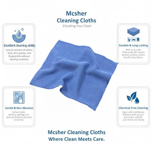 Mcsher Microfiber Cleaning Cloths - 6 Pcak, Blue, 6"x 7" Inch - Image 2
