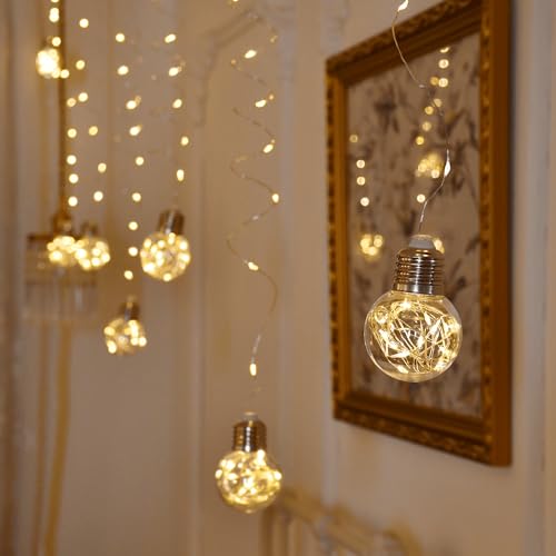 YOLIGHT أضواء ستارة الكرة المتمنية YOLIGHT 200 LED مع جهاز تحكم عن بعد، أضواء خيالية تعمل بالبطارية USB لتزيين حفلات الزفاف وغرف النوم وزينة عيد الميلاد (أبيض دافئ) - Image 5