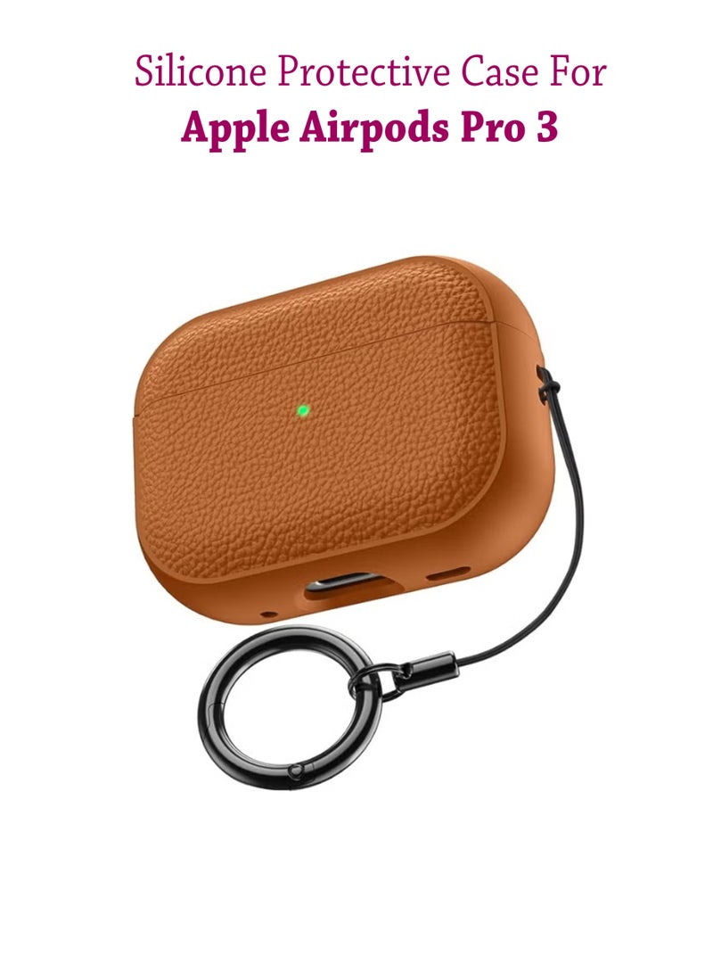 Apple Airpods Pro 3 Silicone Case | Compatible with Apple Airpods Pro 3 | Shockproof Full-Body Protective Case Cover for Apple Airpods Pro 3 with Ring Keychain (Airpods Not Included) - Orange - Image 1