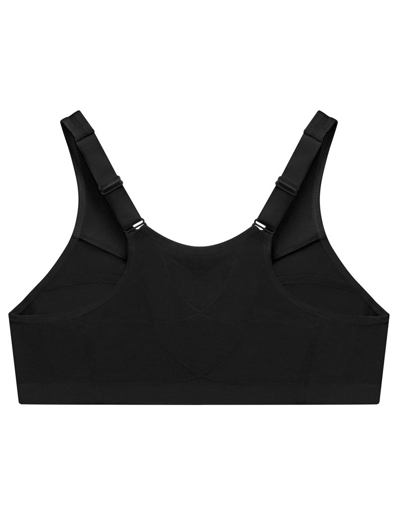 Glamorise Full Figure Plus Size MagicLift Front-Closure Posture Back Bra Wirefree #1265 Black - Image 4