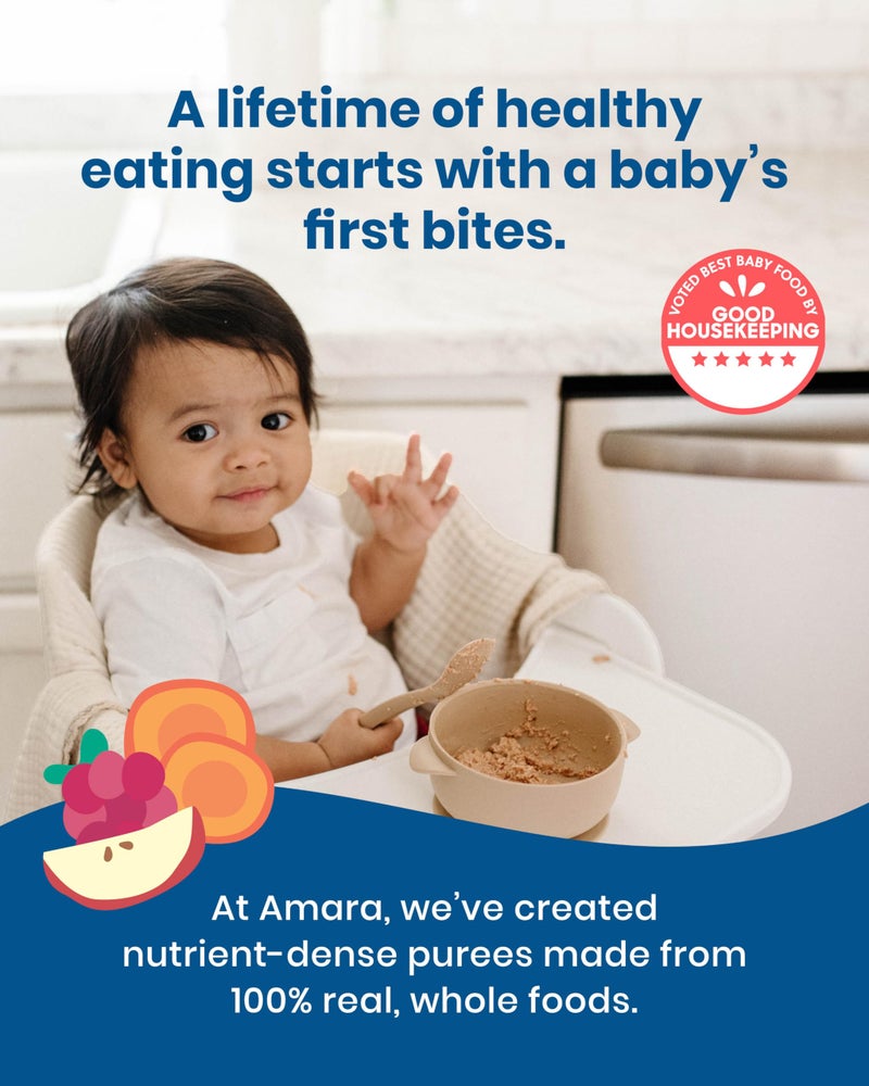 Amara Organic Baby Food - Stage 2 - Oats & Berries - Baby Cereal to Mix With Breastmilk & Water - Shelf Stable Baby Food Pouches Made from Organic Fruit and Veggies - 5 Pouches, 3.5oz Per Serving - Image 3