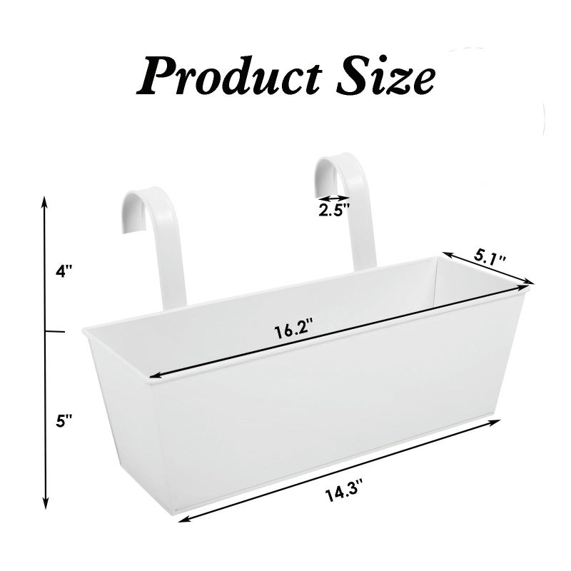 JFMAMJ 3 Pcs Large Hanging Flower Pots for Railing Or Fence 16 Inch Railing Planter Box for Any Balcony, Porch or Deck Countryside Style Window Planter Boxes Are Perfect to Herbs & Flowers for Garden (White) - Image 4