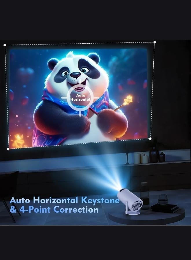 Executive LLC 4K HY-300 Pro Mini Projector with WiFi 6 and Bluetooth 5.0 Outdoor Movie Projector Portable Smart Projector for Home Theater Compatible with iOS Android PC DVD (White) - Image 3