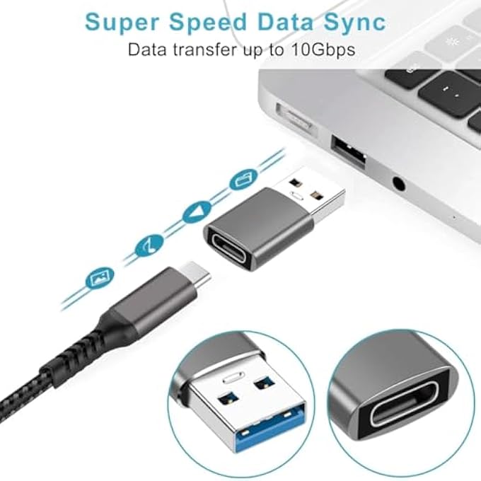 MOWSIL USB TYPE A TO USB C ADAPTER, USB A TO USB C CONVERTER, ALUMINUM ALLOY, USB 3.0 MALE TO USB C FEMALE, DATA TRANSFER & CHARGING, COMPATIBLE WITH LAPTOPS, PCS AND ETC. - Image 2
