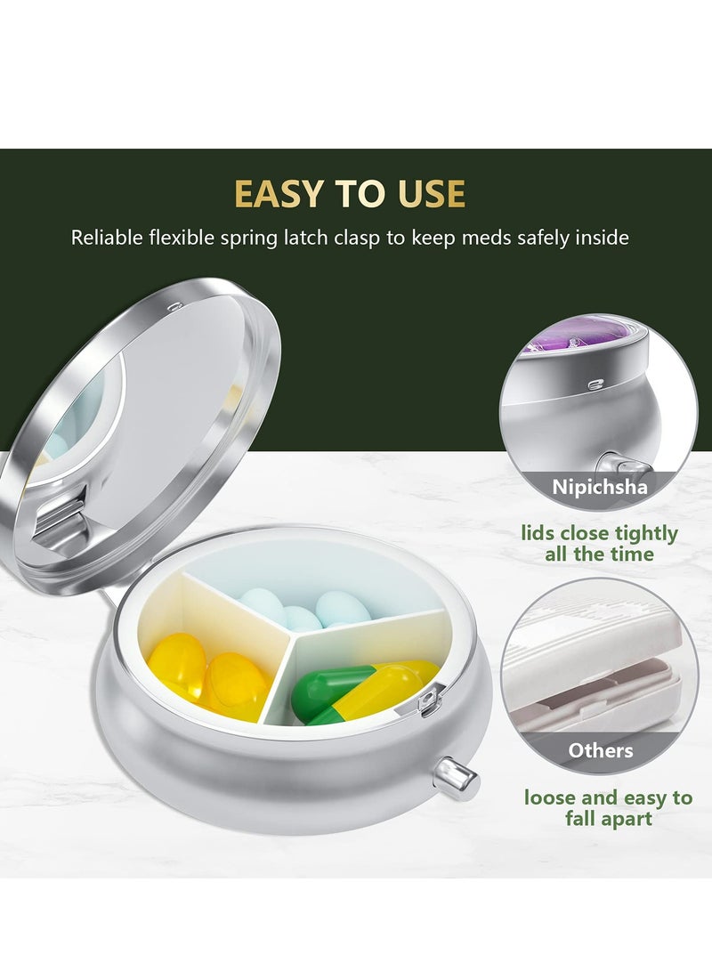 SYOSI Pill Organizer Pill Box Portable and Compact Medicine Organizer for Purse and Pocket Waterproof Seal Pill Container Holder to Hold Vitamins Medication Fish Oil and Supplements Blue Marble - Image 4