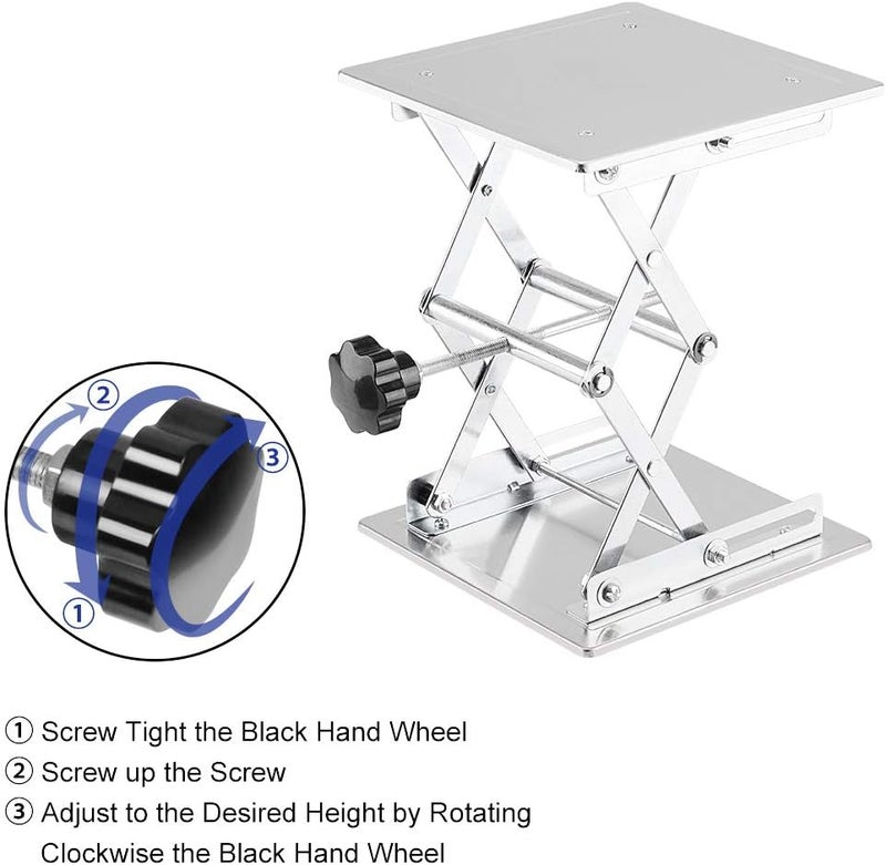 Labasics 8 x 8 inch Lab Scissors Jack, 200 x 200 mm Stainless Steel Laboratory Support Jack Platform Lab Lift Stand Table, Expandable Lift Height Range from 85 mm to 280 mm, Support Weight 15KG - Image 4