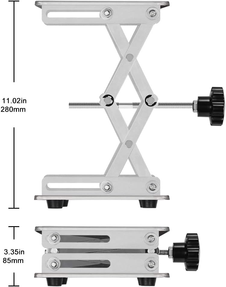 Labasics 8 x 8 inch Lab Scissors Jack, 200 x 200 mm Stainless Steel Laboratory Support Jack Platform Lab Lift Stand Table, Expandable Lift Height Range from 85 mm to 280 mm, Support Weight 15KG - Image 3
