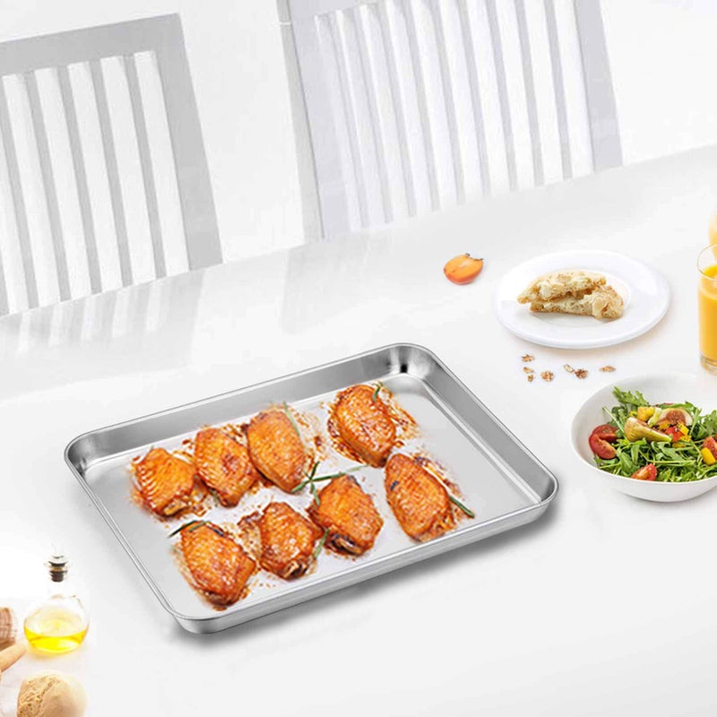TeamFar Toaster Oven Pan Tray with Cooling Rack, Stainless Steel Toaster Ovenware Pan, Compact 8''x10''x1'', Healthy & Non Toxic, Rust Free & Easy Clean - Dishwasher Safe - Image 5