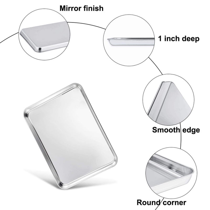 TeamFar Toaster Oven Pan Tray with Cooling Rack, Stainless Steel Toaster Ovenware Pan, Compact 8''x10''x1'', Healthy & Non Toxic, Rust Free & Easy Clean - Dishwasher Safe - Image 4