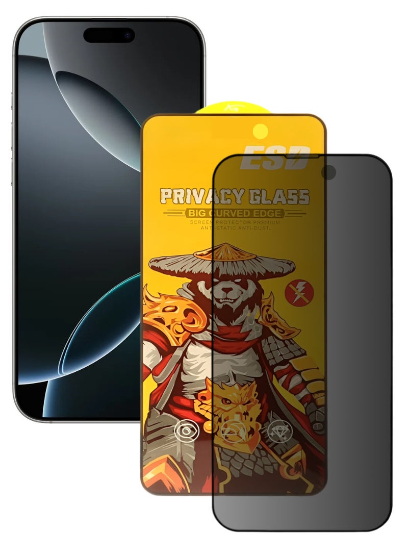 ESD Tempered Dustproof Privacy Glass Screen Protector Compatible For iPhone 16 Pro - Image 1