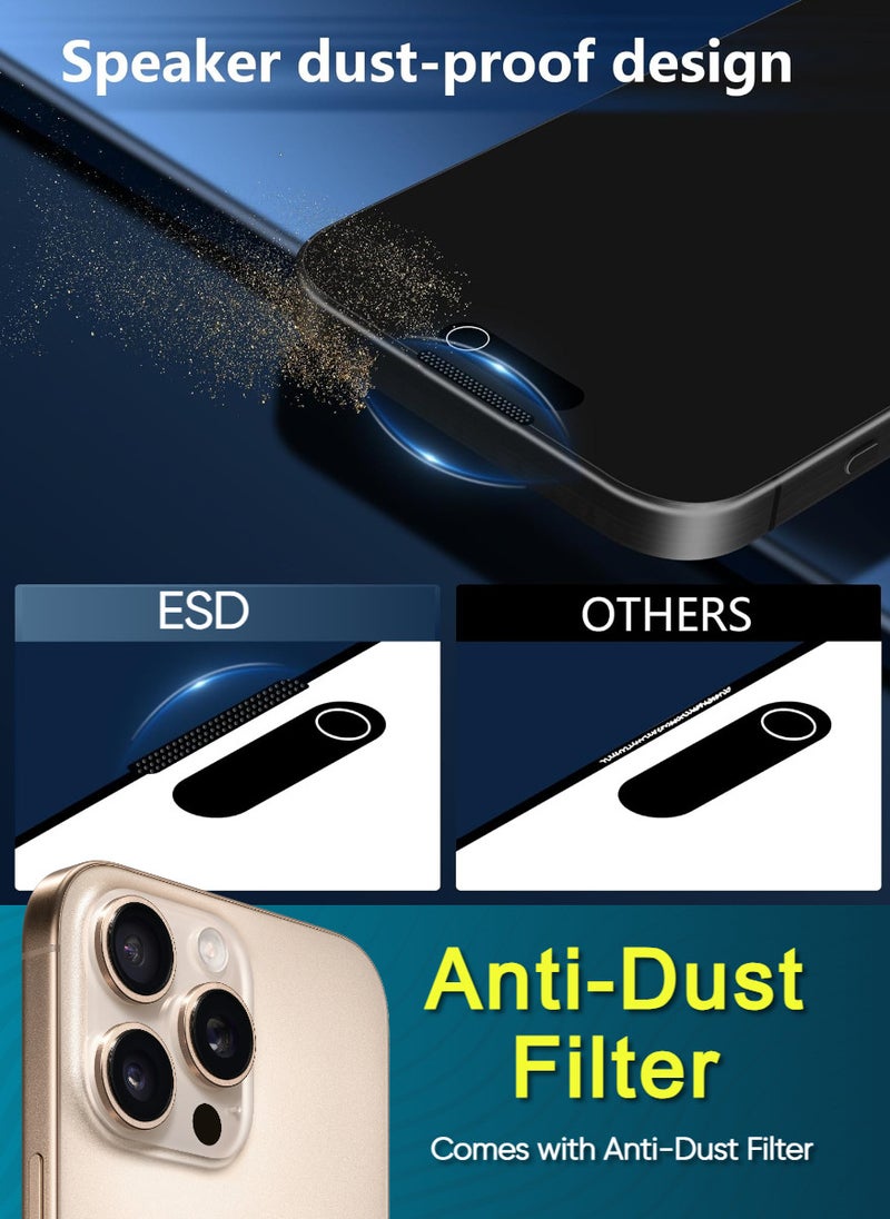 ESD Tempered Dustproof Privacy Glass Screen Protector Compatible For iPhone 16 Pro - Image 3