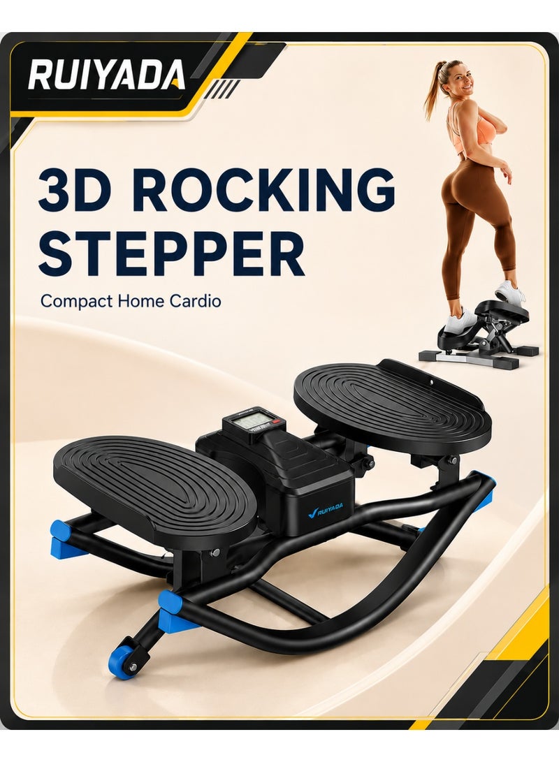 Merach Rocking Steppers for Exercise at Home, 3D Motion Stair Stepper with Resistance Bands for Full Body Workout & Low-Impact Balance Board, 330 LBS Loading Capacity Exercise Equipment - Image 1