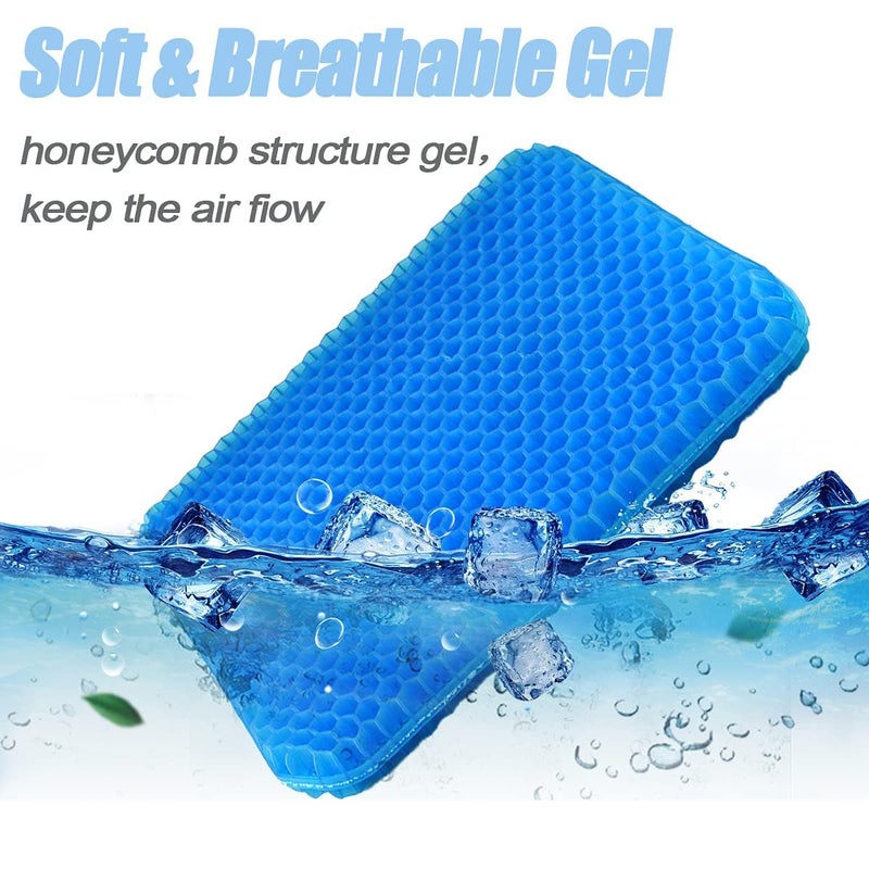 Glixon Gel Seat Cushion for Long Sitting Thick Extra Large Cushion for Wheelchair Comfy Gel Car Seat Cushion Breathable Gel Seat Cushion for Office Chair for Hip Pain Blue - Image 4