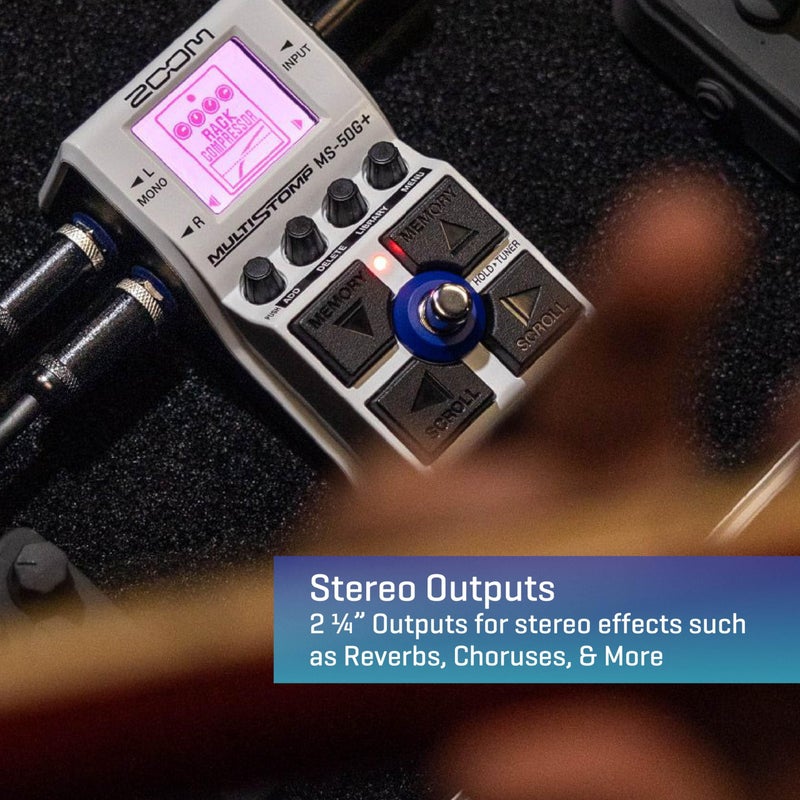 Zoom MS-50G+ MultiStomp Guitar Effects Pedal, Single Stompbox, 100 effects, Stereo Outputs, Tuner, Featuring Drives, Modulations, Delays, Reverbs, Compressors, and More - Image 5