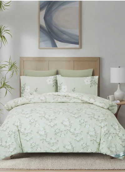 Donetella Printed Comforter Set 4-Pcs Queen Size All Season Bed Fits(140 X 200 Cm)Bedding Set With Removable Filler And Down Alternative Filling, Light Grey