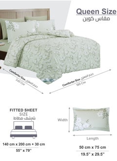 Donetella Printed Comforter Set 4-Pcs Queen Size All Season Bed Fits(140 X 200 Cm)Bedding Set With Removable Filler And Down Alternative Filling, Light Grey  - Image 3