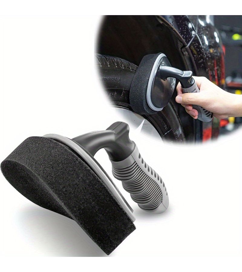 Durable Tire Shine Brush Sponge Handle Kit Car Auto Tyre Cleaner Polishing Tool - Image 1