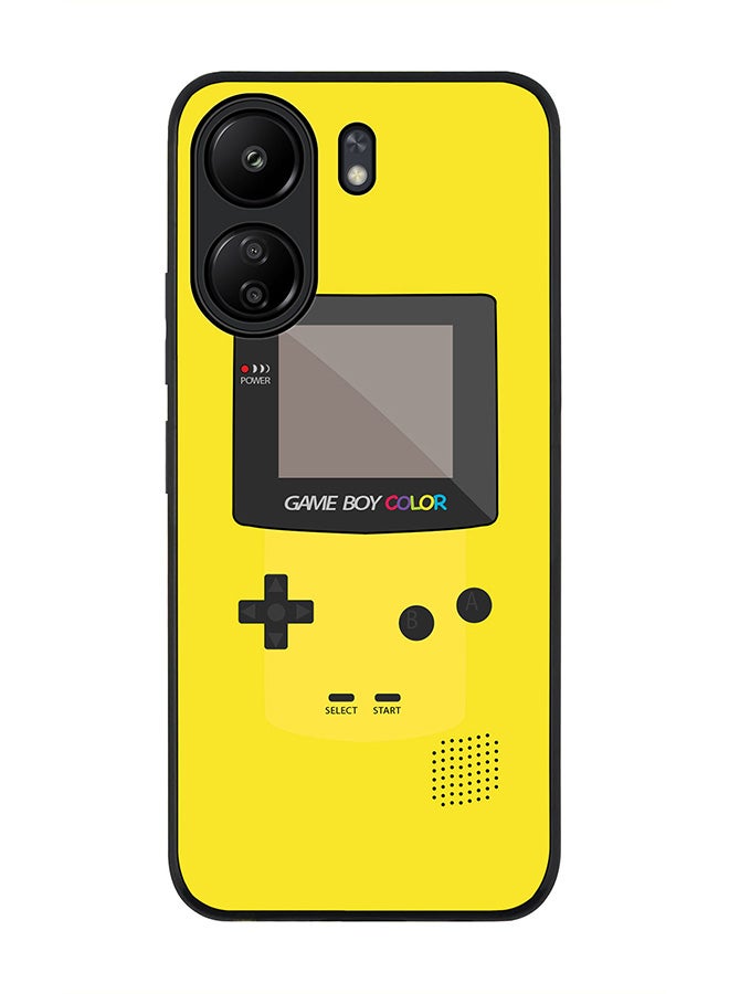 Stylizedd Rugged Black edge case for Xiaomi Poco C65, Slim fit Soft Case Flexible Rubber Edges Anti Drop TPU Gel Thin Cover- Gameboy Color-Yellow - Image 1