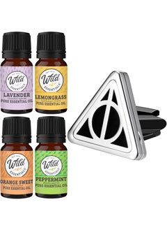 mEssentials Wild Essentials Potter Hallows Essential Oil Car Vent Diffuser Kit with Lavender, Lemongrass, Peppermint, Orange Oils, Stainless Steel Locket Pendant, 8 Refill Pads, Color Changing Air Freshener 