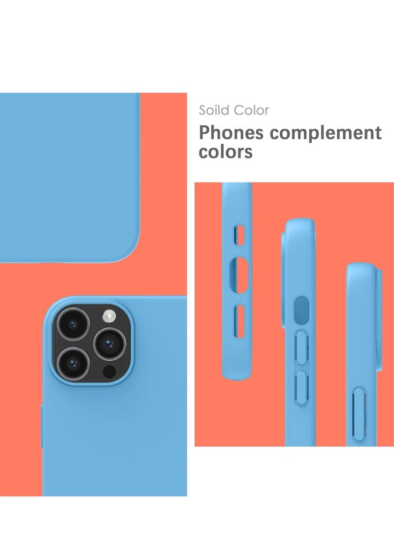 MUNTAQI  Silicone Case for iPhone 15 Pro Max, Soft-Touch, Shockproof, DustProof, Antiskid Full Body Armour Phone Cover for Apple iPhone 15 Pro Max - Sky Blue - Image 3