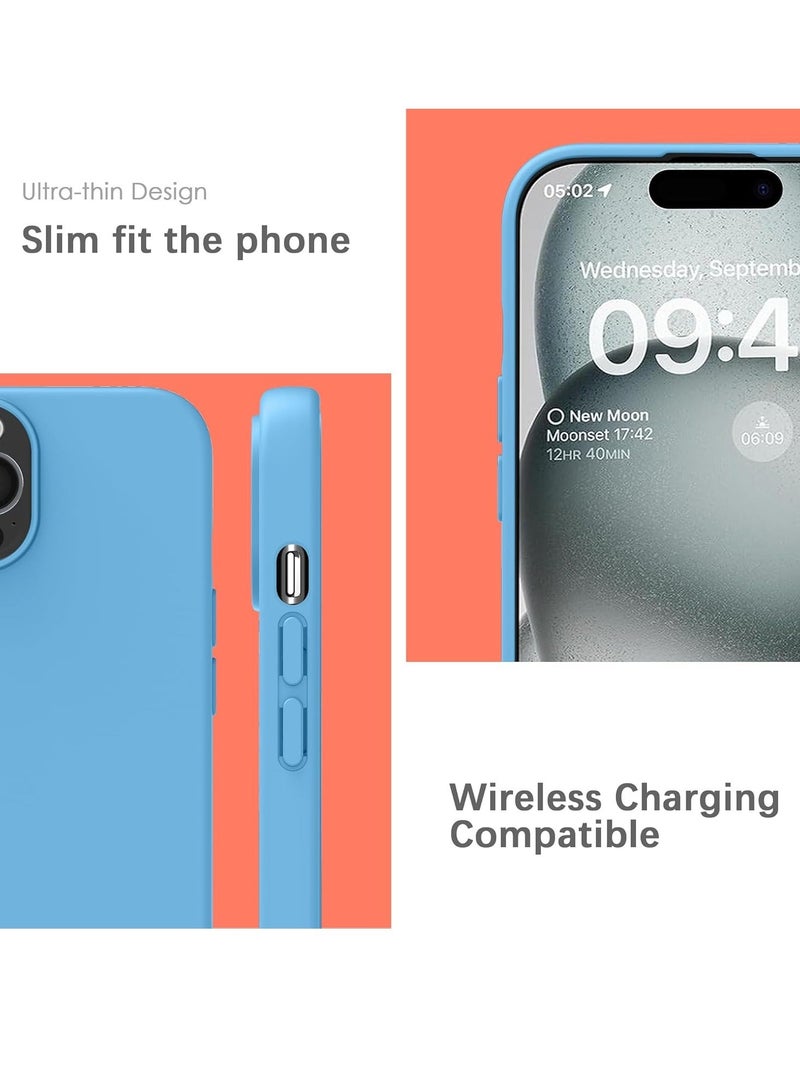 MUNTAQI  Silicone Case for iPhone 15 Pro Max, Soft-Touch, Shockproof, DustProof, Antiskid Full Body Armour Phone Cover for Apple iPhone 15 Pro Max - Sky Blue - Image 5