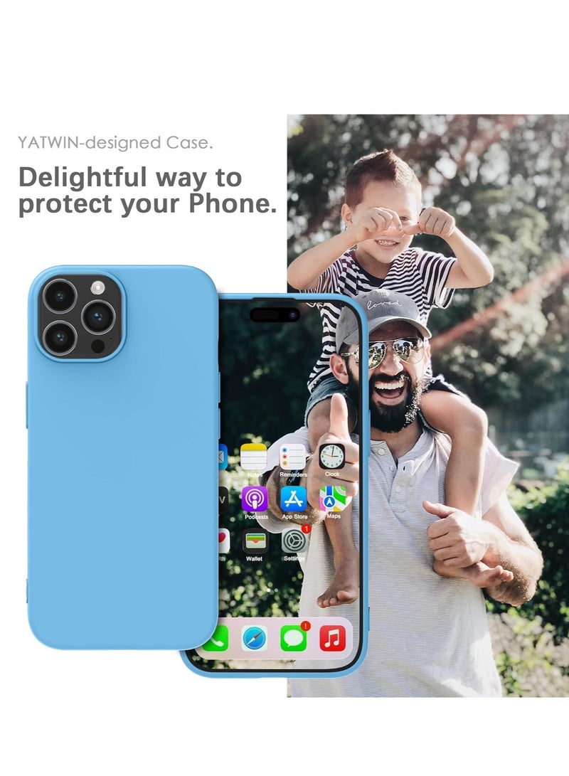 MUNTAQI  Silicone Case for iPhone 15 Pro Max, Soft-Touch, Shockproof, DustProof, Antiskid Full Body Armour Phone Cover for Apple iPhone 15 Pro Max - Sky Blue - Image 2