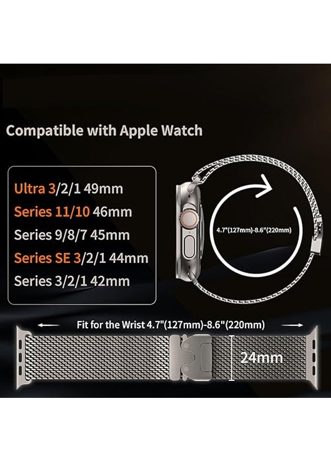 سوار ساعة أبل 44 مم 45 مم للرجال 42 مم 44 مم 46 مم 38 مم 45 مم سلسلة 7 40 مم 41 مم 49 مم للنساء، مشبك مظلة من الفولاذ المقاوم للصدأ لساعة iWatch Ultra 2 سلسلة 10 9 8 7 6 SE 5 4 3 (تيتانيوم) - Image 3