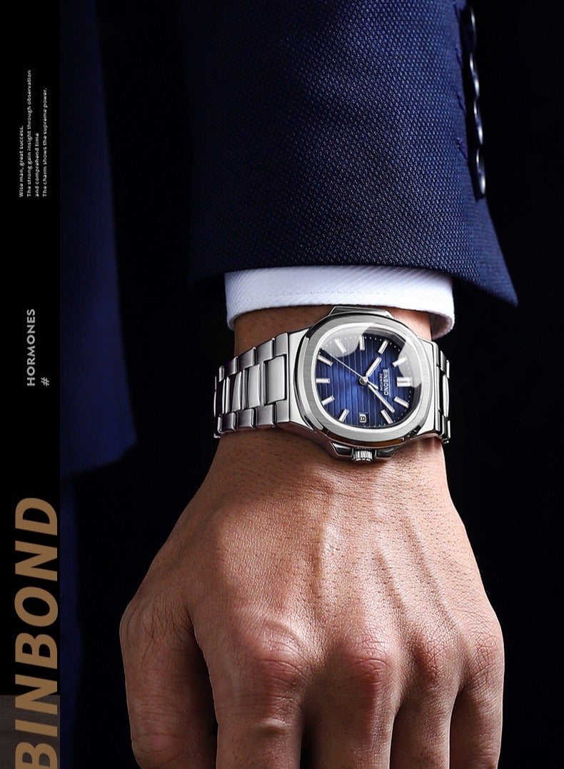 بينبوند ساعات رجالية كوارتز ساعة رجالية مقاومة للماء من الفولاذ المقاوم للصدأ ساعة رجالية كوارتز للأعمال - Image 2