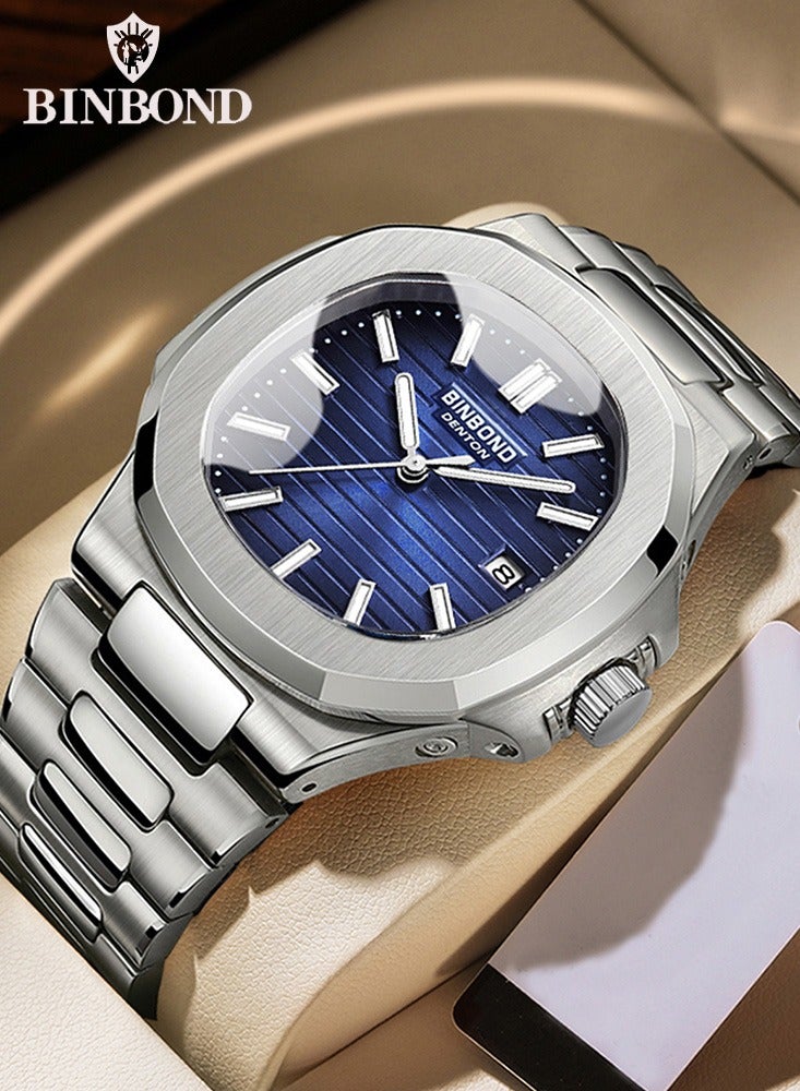 بينبوند ساعات رجالية كوارتز ساعة رجالية مقاومة للماء من الفولاذ المقاوم للصدأ ساعة رجالية كوارتز للأعمال - Image 1