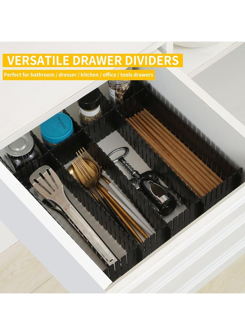TPGP 42 Pack Adjustable Drawer Organizer Dividers for Socks, Underwear, Makeup, Kitchen, Dresser (Black)  - Image 5