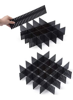 Generic 42 Pack Adjustable Drawer Organizer Dividers for Socks, Underwear, Makeup, Kitchen, Dresser (Black)  - Image 1