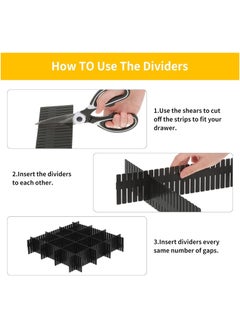 Generic 42 Pack Adjustable Drawer Organizer Dividers for Socks, Underwear, Makeup, Kitchen, Dresser (Black)  - Image 2