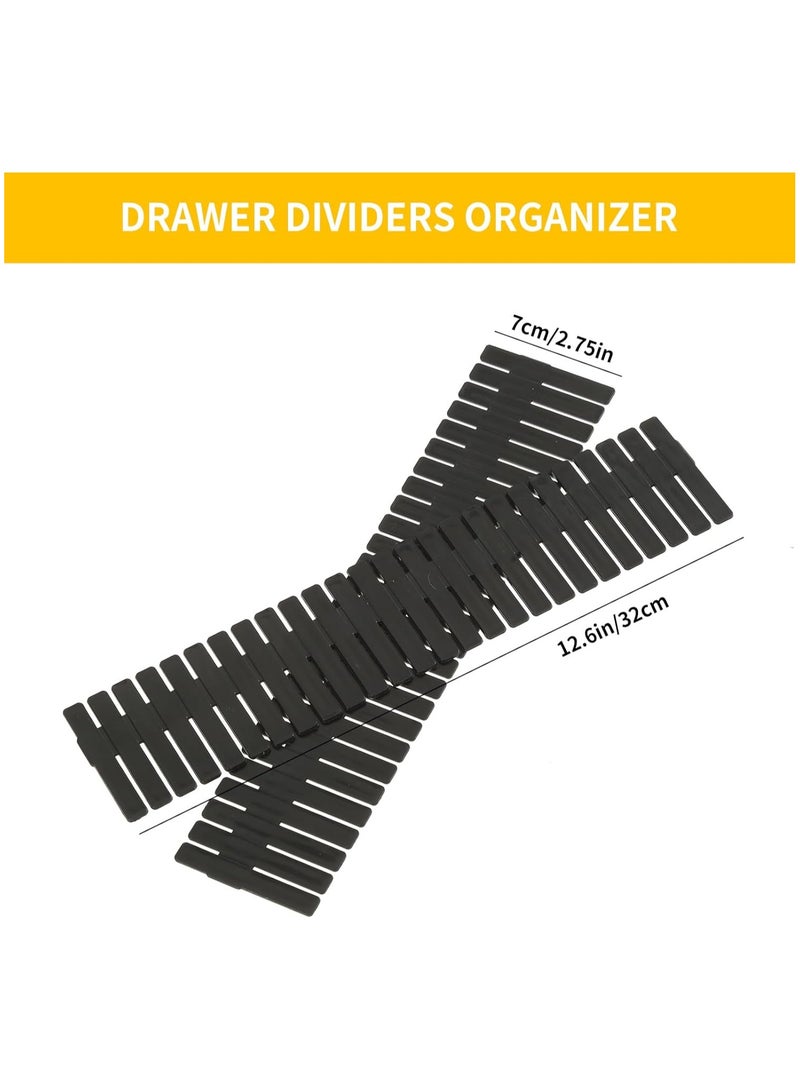 TPGP 42 Pack Adjustable Drawer Organizer Dividers for Socks, Underwear, Makeup, Kitchen, Dresser (Black)  - Image 3