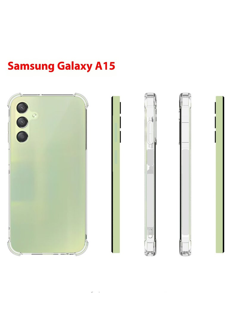 جيدي حافظة سامسونج جالاكسي A15، حافظة سامسونج جالاكسي A15 5G/4G، غطاء حماية من المطاط المرن المرن من مادة TPU لامتصاص الصدمات من السيليكون الناعم المطاطي يناسب سامسونج جالاكسي A15 (شفاف) - Image 3