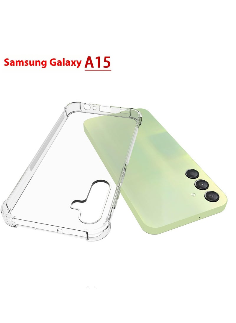 جيدي حافظة سامسونج جالاكسي A15، حافظة سامسونج جالاكسي A15 5G/4G، غطاء حماية من المطاط المرن المرن من مادة TPU لامتصاص الصدمات من السيليكون الناعم المطاطي يناسب سامسونج جالاكسي A15 (شفاف) - Image 1
