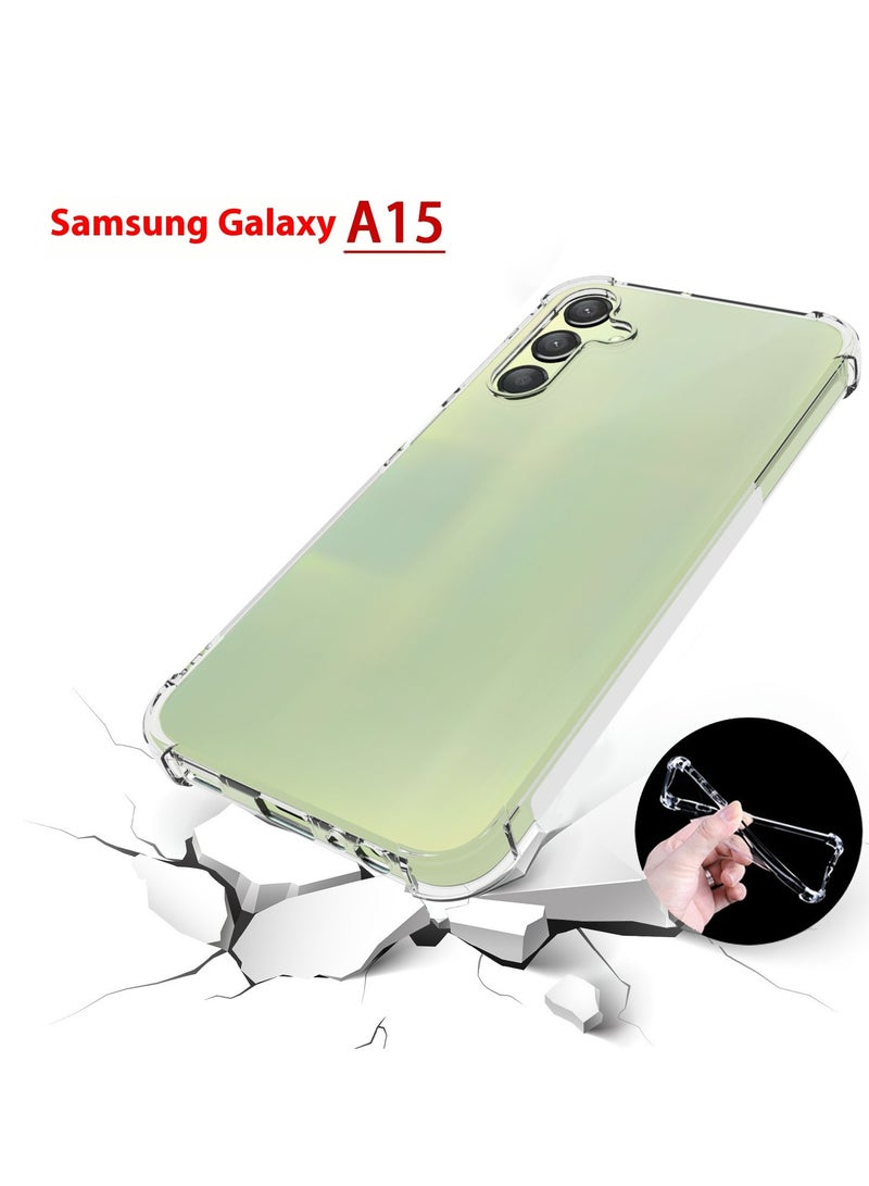 جيدي حافظة سامسونج جالاكسي A15، حافظة سامسونج جالاكسي A15 5G/4G، غطاء حماية من المطاط المرن المرن من مادة TPU لامتصاص الصدمات من السيليكون الناعم المطاطي يناسب سامسونج جالاكسي A15 (شفاف) - Image 2