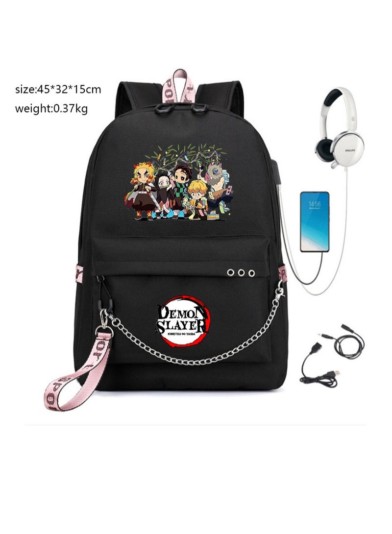 Demon Slayer Campus Oxford High Quality Anime Schoolbag Boys and Girls Junior High School Students Large Capacity Primary School Students Backpack High School
