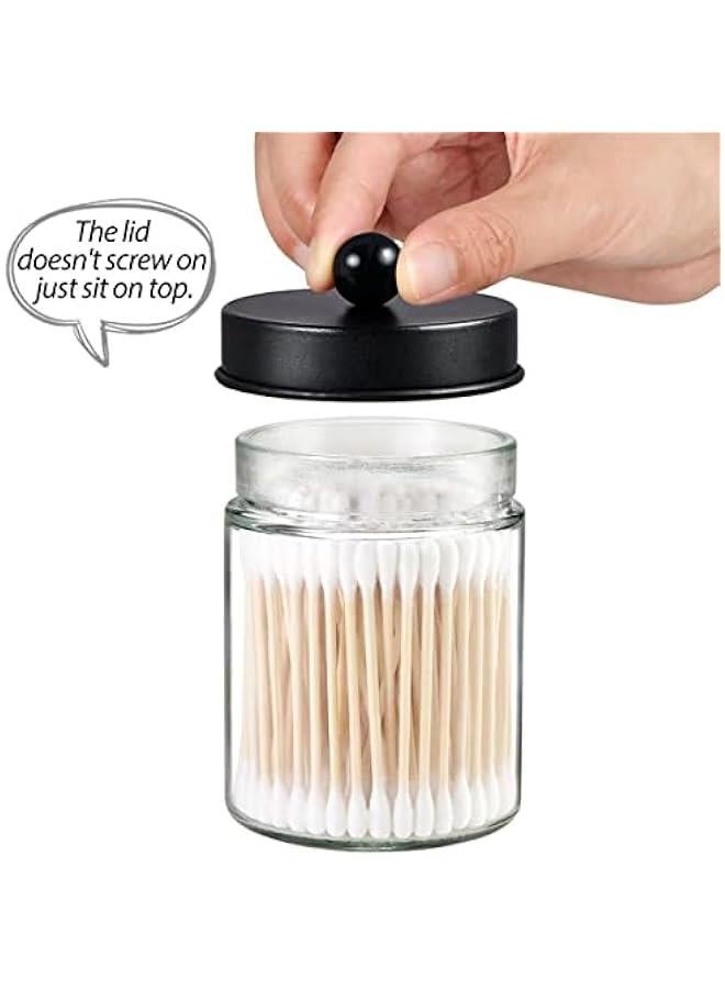 3 Pack Apothecary Jar Canisters Bathroom Vanity Organizer - Qtip Holder Storage Organizer Set Countertop Canister with Stainless Steel Lids &Cute Stickers for Qtips,Cotton Swabs,Makeup Sponges,Floss  - Image 3