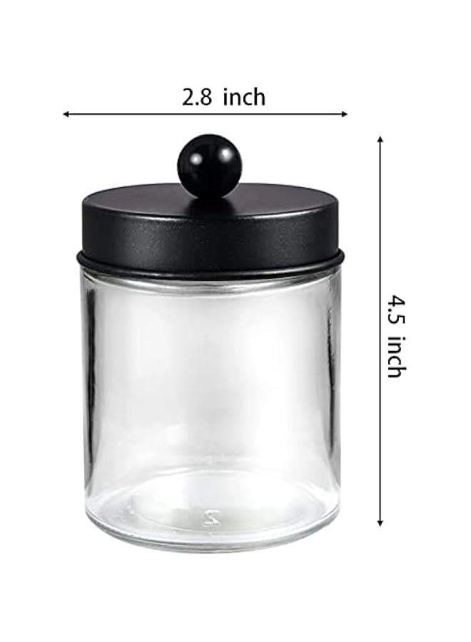 3 Pack Apothecary Jar Canisters Bathroom Vanity Organizer - Qtip Holder Storage Organizer Set Countertop Canister with Stainless Steel Lids &Cute Stickers for Qtips,Cotton Swabs,Makeup Sponges,Floss  - Image 4