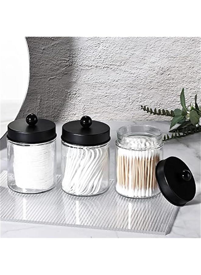 3 Pack Apothecary Jar Canisters Bathroom Vanity Organizer - Qtip Holder Storage Organizer Set Countertop Canister with Stainless Steel Lids &Cute Stickers for Qtips,Cotton Swabs,Makeup Sponges,Floss  - Image 5