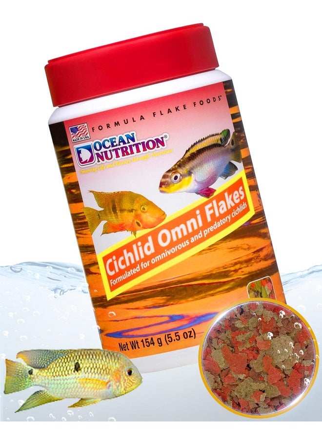 أويشن نيوتريشن - رقائق طعام الأسماك من Ocean Nutrition - طعام أسماك السيشليد، رقائق أسماك عالية البروتين، رقائق أسماك استوائية، طعام مثالي لأسماك السيشليد مثل سمك الملاك، وسمك الكريبنسيس، والمزيد، صنع في الولايات المتحدة الأمريكية، 5.5 أونصة (154 جم) - Image 1