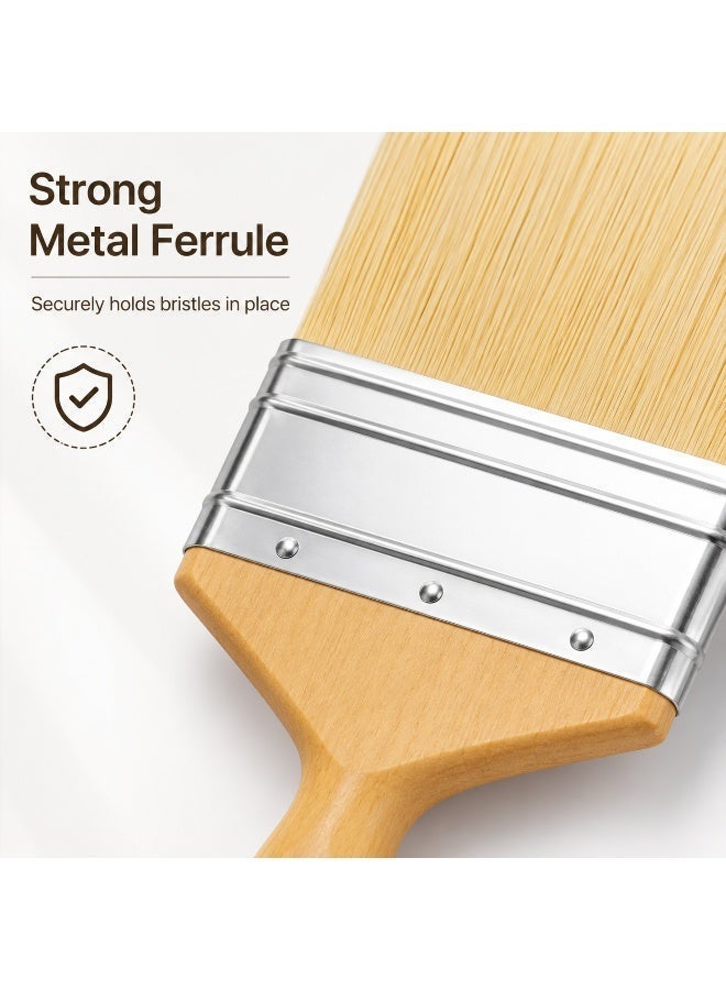 100mm 4 Inch Pure Bristle Paint Brush with Wooden Handle, Wide Wall and Wood Painting Brush for Paint, Varnish, Enamel and DIY Decorating - Image 5