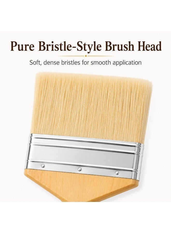 100mm 4 Inch Pure Bristle Paint Brush with Wooden Handle, Wide Wall and Wood Painting Brush for Paint, Varnish, Enamel and DIY Decorating - Image 2
