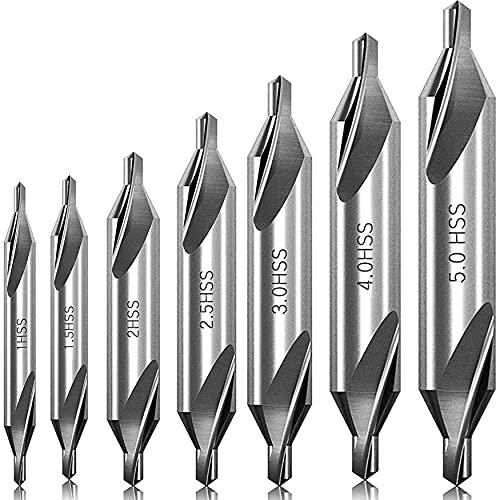 KEWAYO 7-Piece Center Drill Bit Set - M2 HSS 60° Countersink Tools (1.0-5.0mm) for Lathe & Metalworking, High Speed Steel Center Drills with Protective Case - Image 1