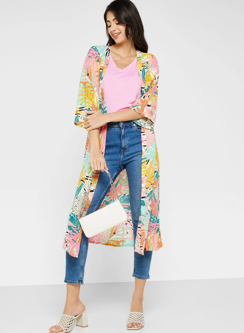 Jacqueline de Yong Floral Print Kimono