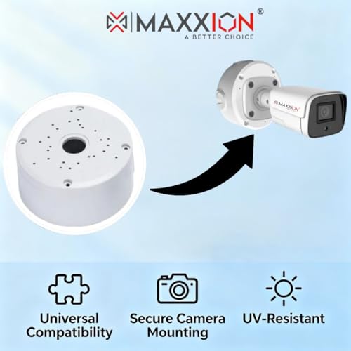 MAXXION 5x5” Round Waterproof PVC Junction Box for CCTV Camera, Heavy Duty Outdoor Electrical Enclosure, 3 Entry Inlets, Wire Protection – Pack of 1 - Image 3