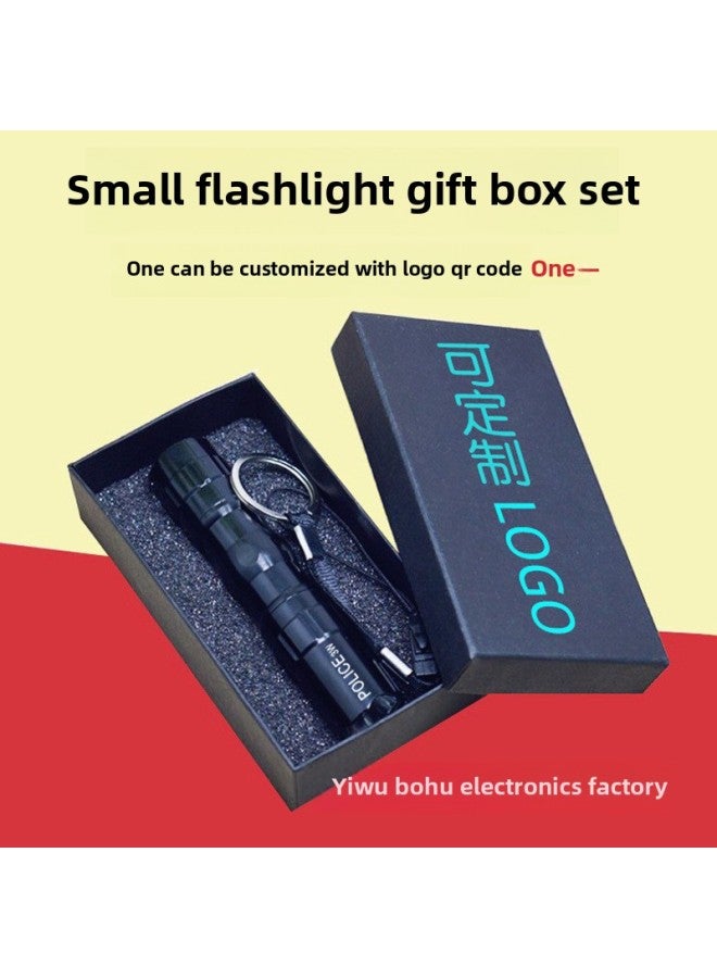 Pocket LED Mini Flashlight Aluminum Alloy Strong Light Small Flashlight 3W Gift Flashlight Gift Box-Color:Black Flashlight + Rope + Gift Box  - Image 2