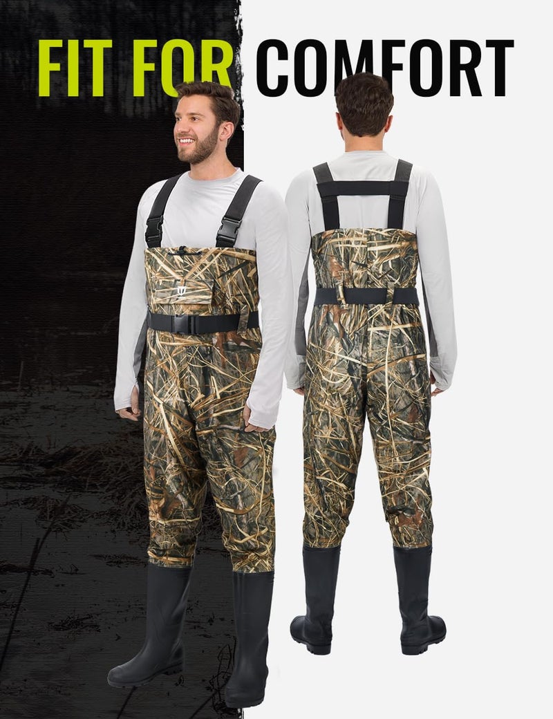 TIDEWE Bootfoot Chest Wader, 2-Ply Nylon/PVC Waterproof Fishing Hunting Waders with Boot Hanger for Men Women Next Camo Evos Size 8 - Image 4