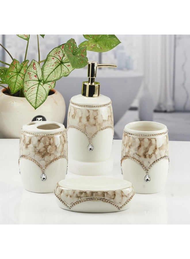 Kookee Ceramic Bathroom Set - Stylish 4 Piece Bath Accessories Kit with Soap Dispenser, Toothbrush Holder, Tumbler & Soap Dish - Modern & Designer Decor for Home & Guest Bathrooms (11122) - Image 4