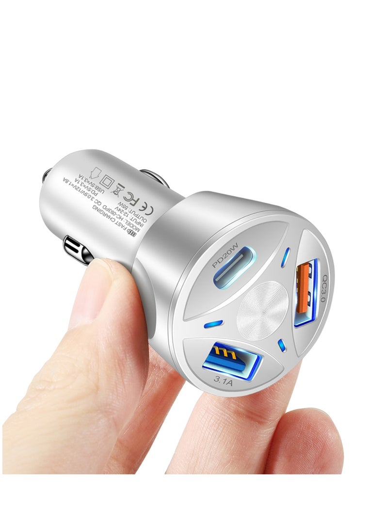 DIGI CORE 55W Fast Charging Car Charger QC3.0+PD 20W Quick Charge Phone Car Charger For iPhone And Android 3-USB Port DC 12V/24V Lighter Adapter  - Image 2
